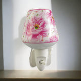 Plug-In LED Night Light with Pink Floral Ceramic Body and On/Off Switch – Decorative Lighting for Hallways and Bathrooms
