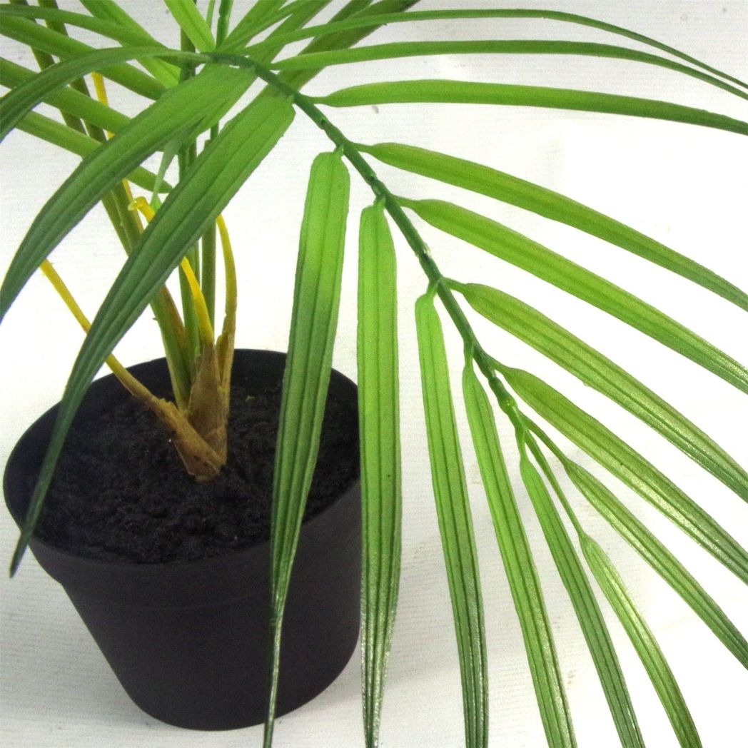50cm Mini Artificial Areca Palm with Adjustable Wired Leaves – Compact Faux Plant in Black Pot