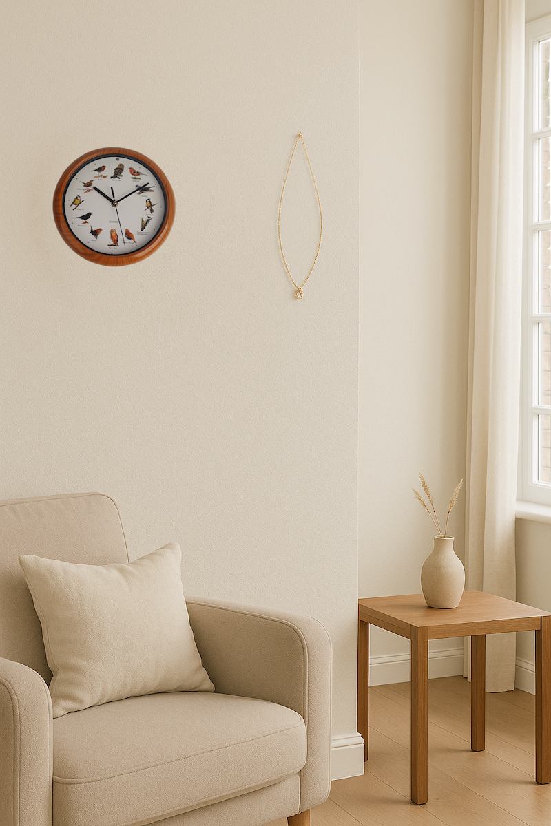 Avilo Wood Effect Frame Bird Song Clock – Wall Clock with a Different Birdsong Every Hour