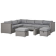 Outsunny Grey 6 Piece Rattan Corner Sofa Set - front view