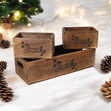 AcaciaHome Vintage Wooden Merry Christmas Storage Crate Set with Sturdy Handles – Festive Rustic Decor