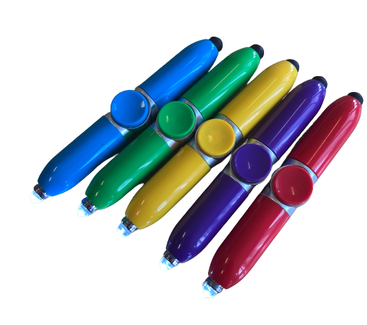 Avilo Gyro Pen Set of 5 with Light-Up Spinner – Ballpoint and Touch Screen Stylus