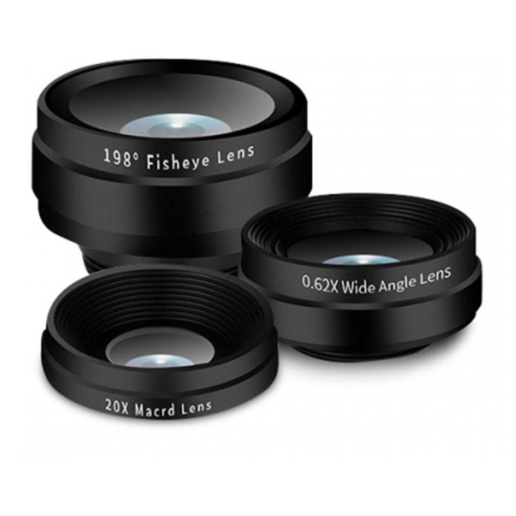 Aquarius Universal 3 in 1 Phone Camera Lens Kit with Fisheye, Wide Angle and Macro Lenses