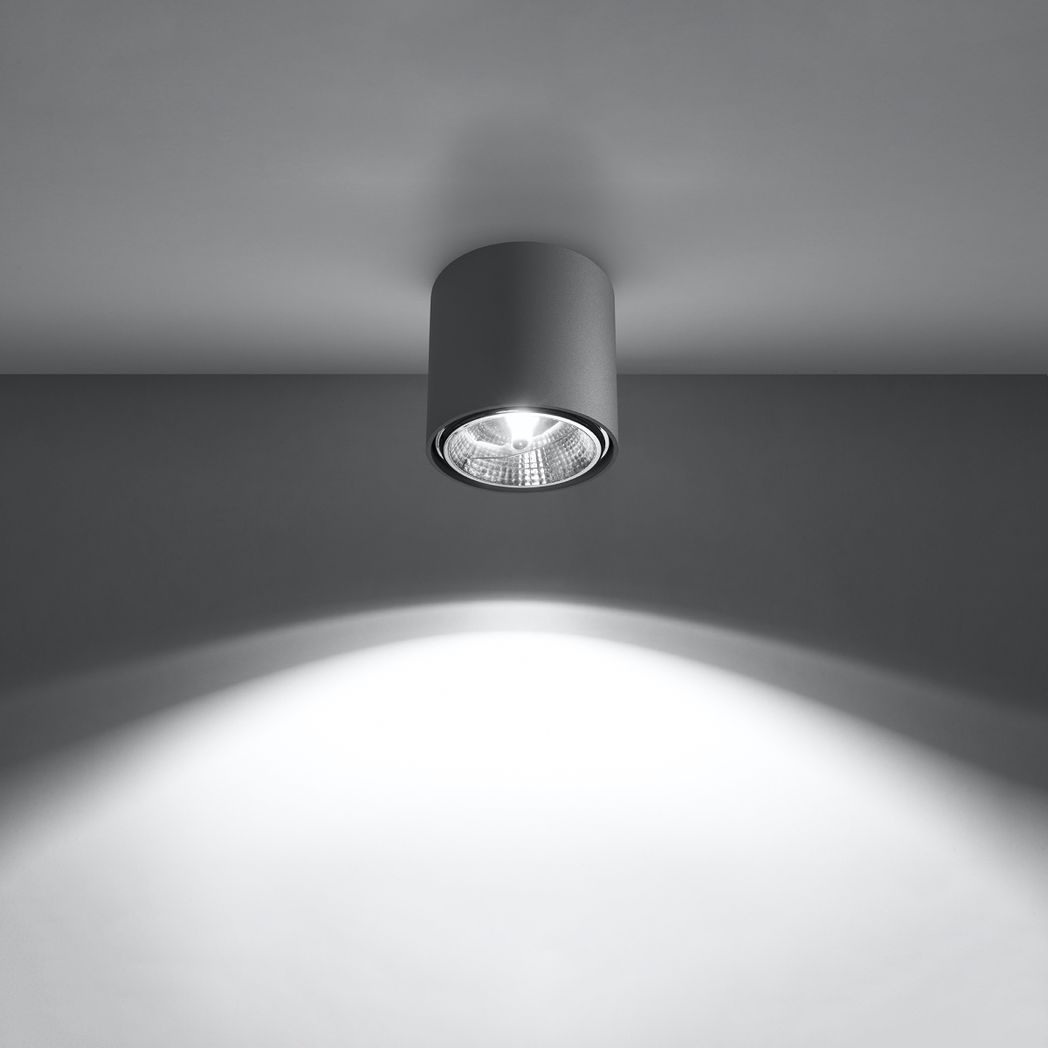 Sollux Lighting Tiube Aluminium Ceiling Light with GU10 Spot – Modern Design, Grey