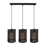 LEDSONE 3-Head Rectangle Base Natural Wicker Rattan Pendant Light, E27 – Kitchen Island & Dining Room