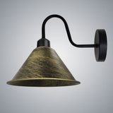 Vintage Cone Wall Light with Swan Neck and E27 Socket – Dimmable Indoor Sconce, Brushed Brass