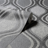 Arthouse Curve Heavyweight Vinyl Wallpaper with Metallic Shimmer – Strippable Paste the Wall, Charcoal
