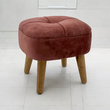 AcaciaHome Round Velvet Ottoman Footstool with Lift-Up Storage – Traditional Pattern for Living Room or Office, Pink