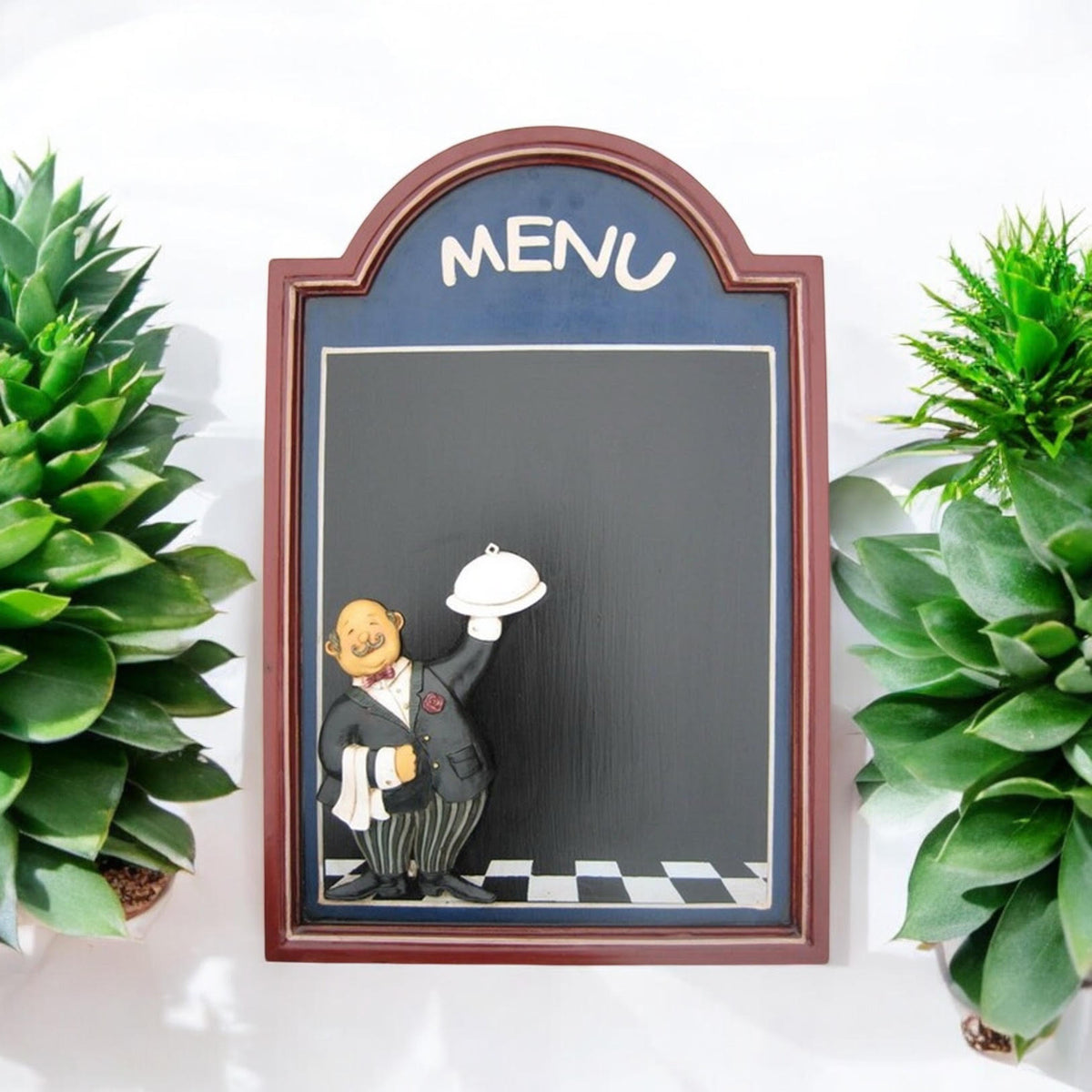 Wall-Mounted Chalkboard Memo Menu Board with Wooden Frame – Kitchen, Bistro & Restaurant, 60 x 40cm Square, Blue