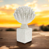 Stone-Look Resin Flower Garden Ornament on Base – Decorative Floral Figurine for Home or Office, 27cm