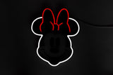 YELLOWPOP Disney Minnie Mouse Face LED Neon Wall Lamp – USB Licensed Light for Bedrooms, Red and White