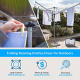 60m 4-Arm Rotary Airer Washing Line with Cover and Metal Ground Spike – Heavy Duty Steel