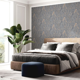 Arthouse Dark Mineral Wallpaper with Realistic Carved Markings – Dramatic Paste the Paper Feature Wall, Grey