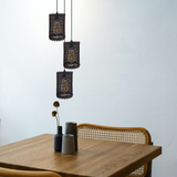LEDSONE 3 Head Wicker Rattan Pendant Light with Round Base, E27 Holders & Adjustable Cords – Dining Lighting