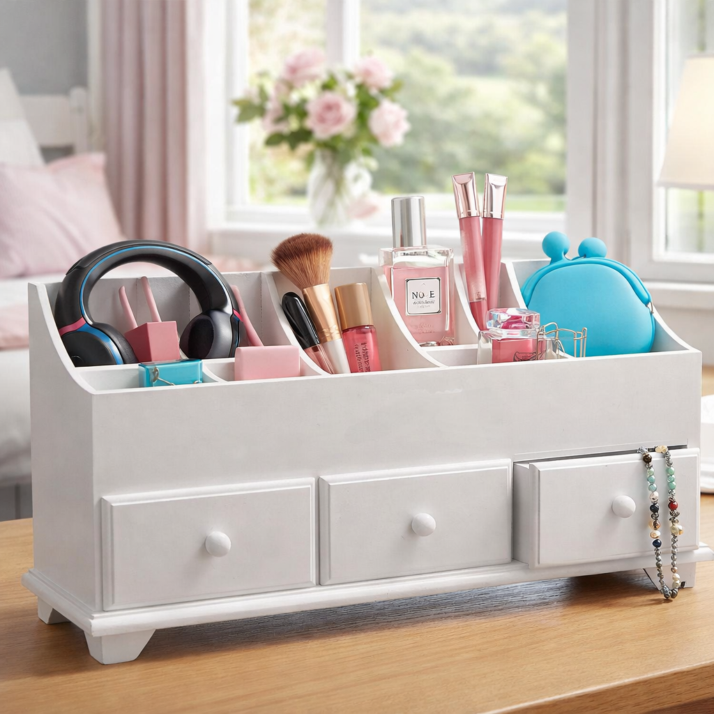 Avilo Wooden Cosmetic Cabinet – Storage for Make-Up, Pens, Paintbrushes & Hair Accessories