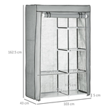 Chester Fabric Wardrobe with Hanging Rail, 6 Shelves and Roll-Up Door – Steel Frame Clothes Storage, Light Grey