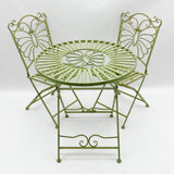 AcaciaHome 3-Piece Metal Garden Bistro Set with Round Table & 2 Folding Chairs – Balcony and Patio Seating, Green