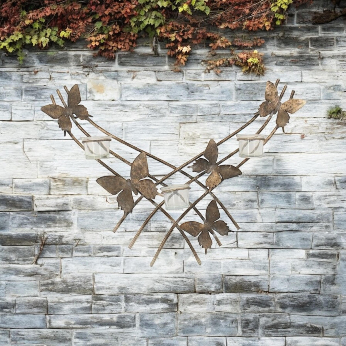 Gold Butterfly Wall-Mounted Candle Holder – Metal Wall Decor, 9cm