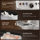 HOMCOM 15 Bar Espresso Machine with Bean Grinder & Steam Wand – Cup Warmer, Silver