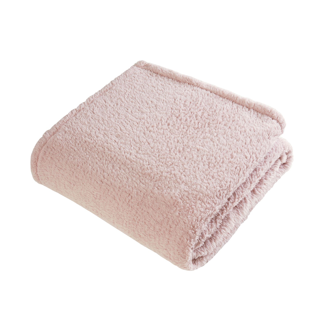 Sleepdown Teddy Fleece Throw, 125 x 150cm – Super Soft Blanket for Sofa, Bed or Car, Blush