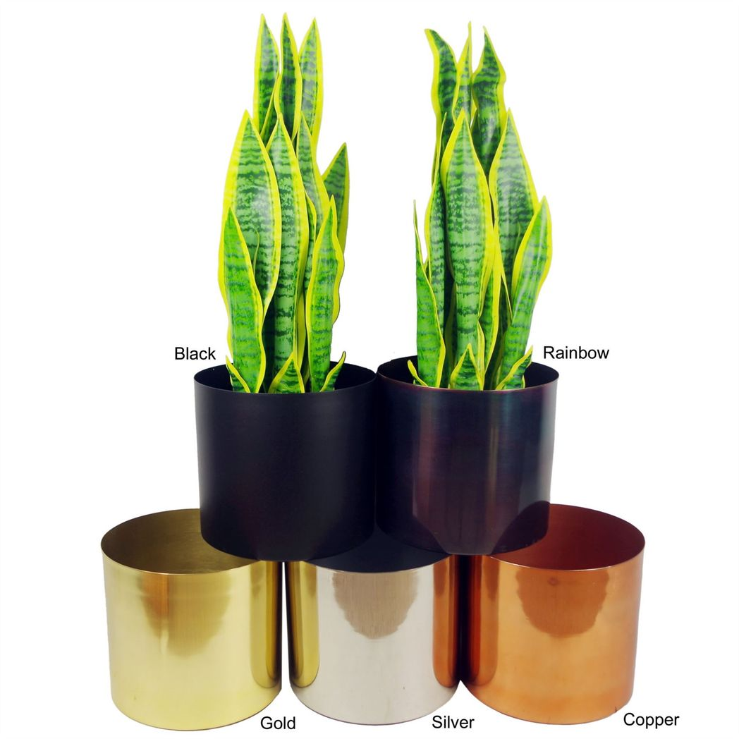 Tall Black Plant Stand with Gold Metal Planter – 62cm Indoor Planter Stand, Adjustable Feet