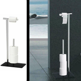 Free-Standing Toilet Roll Holder & Storer with Tempered Glass Base – Modern Stainless Steel Finish