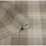 Arthouse Country Tartan Heavyweight Vinyl Wallpaper – Hardwearing Textured Hallway Design, Taupe