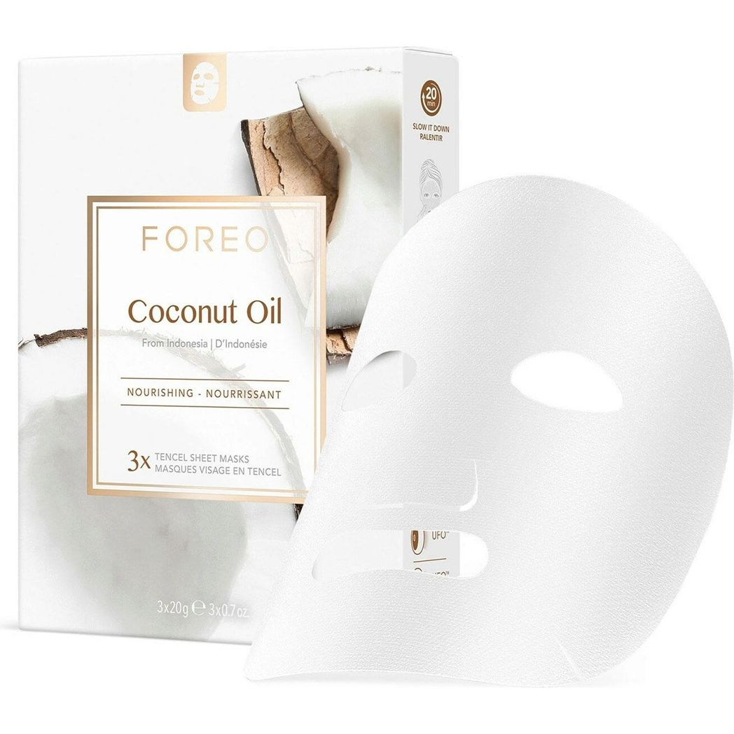 FOREO Farm To Face Coconut Oil Sheet Masks – Moisture-Boosting Hydrating Face Mask for Dry Skin, 3 Pack