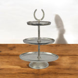 AcaciaHome Horseshoe 3-Tier Cake Stand with Glass Tiers & Nickel-Plated Frame – Art Deco Dessert Display