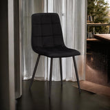 AcaciaHome Velvet Padded Dining Chair with Black Metal Legs