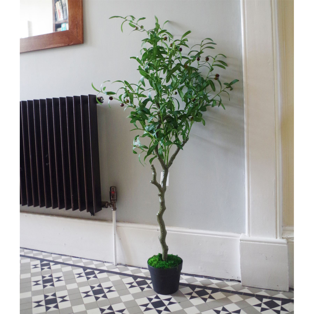 120cm Artificial Olive Tree with Realistic Olives – Natural Style Potted Faux Tree with Wired Stems