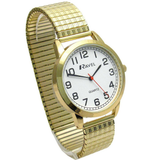 Ravel Men's Bold Number Expander Bracelet Watch – White Dial, Gold Tone (R0232.12.1)