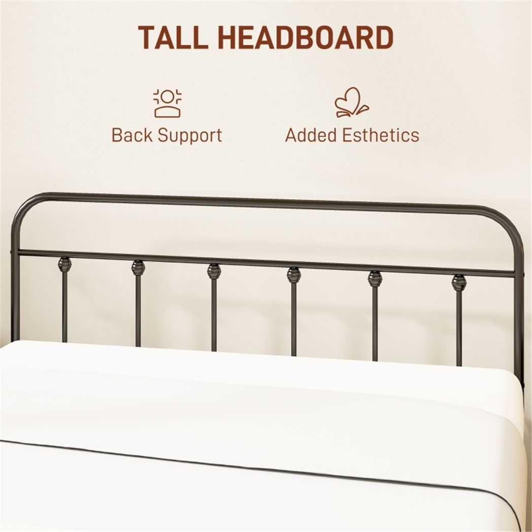 Double Metal Bed Frame with Built-In Slats – Sturdy Non-Squeak Frame for 140cm Mattress