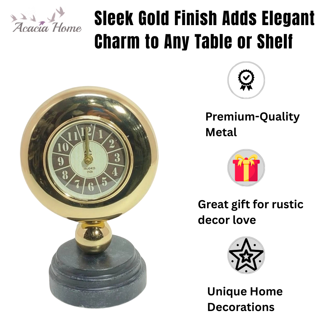 Silent Sweep Mantel Clock with Easy-to-Read Dial – Quiet Tabletop Timepiece for Bedroom & Office, Black