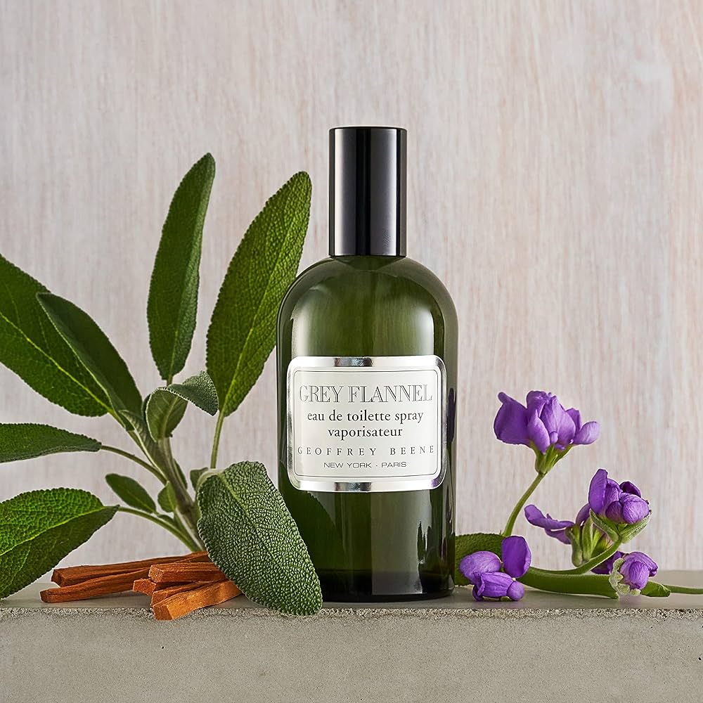 Geoffrey Beene Grey Flannel Eau de Toilette Splash (Pouch) 240ml – Woody, Fresh & Citrus Fragrance for Men
