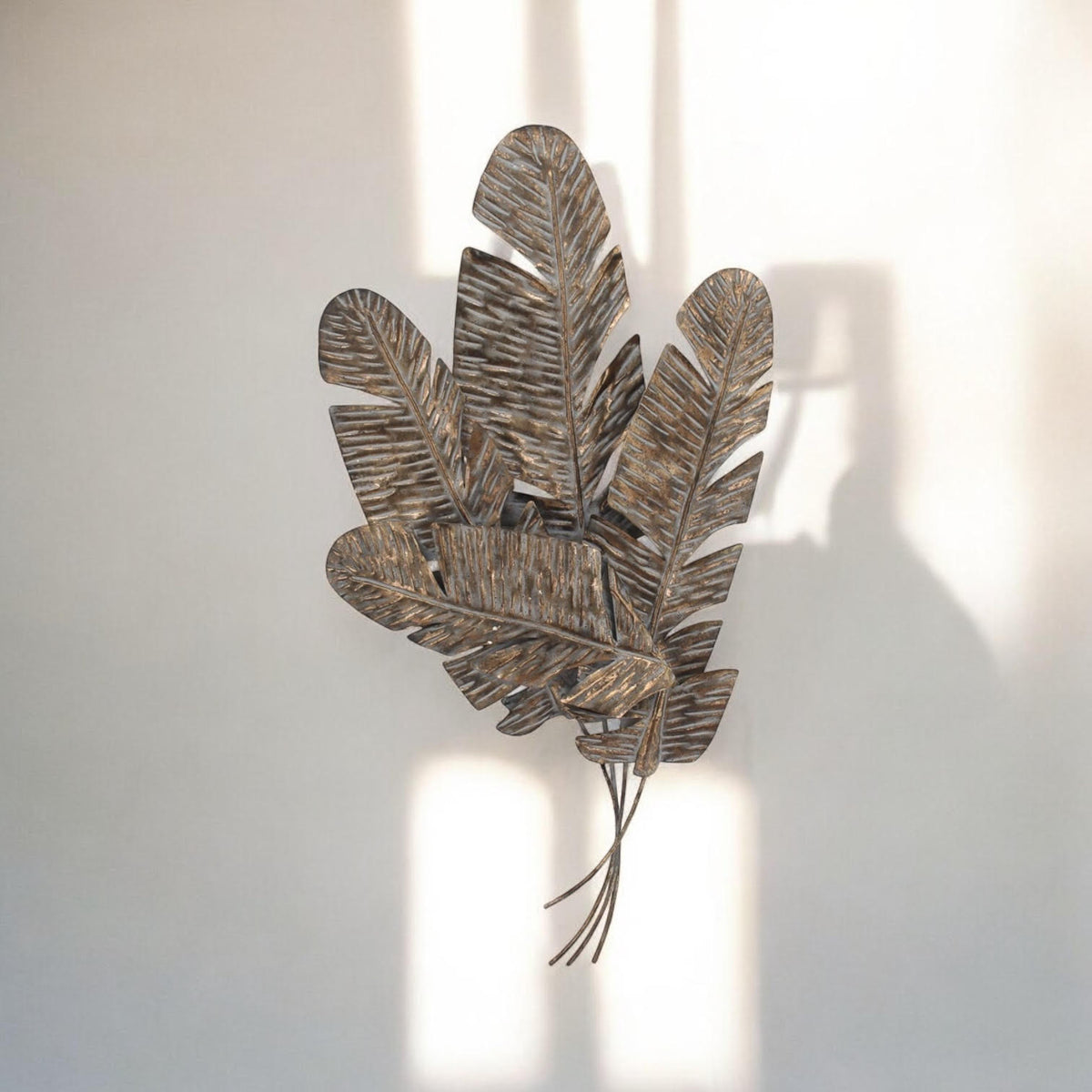 AcaciaHome Gold 3D Floral Leaf Metal Wall Art – Tree of Life Art Deco Wall Hanging for Living Room