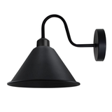Vintage Cone Wall Light with Swan Neck and E27 Socket – Dimmable Indoor Sconce, Black