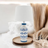 Oriental Floral Ceramic Table Lamp with Drum Shade – 37/50cm Bedside & Accent Lighting