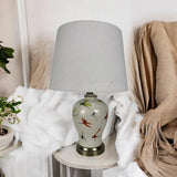 AcaciaHome Oriental Floral Ceramic Table Lamp with Drum Shade – Large 65cm Hallway Lamp, Butterfly Design