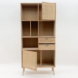 MSL 189cm Wooden Display Cabinet with Glass Shelves & Doors – Light Brown