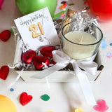 21st Birthday Gift Hamper – Cubic Zirconia Sterling Silver Necklace, Milk Chocolates & Linen Scented Candle