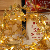 Avilo 4m Battery Operated String LED Lights with 40 Warm White LEDs – Gold Leaf Garland Decor
