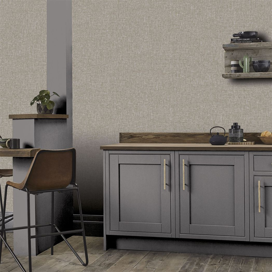 Arthouse Luxe Hessian Heavyweight Vinyl Wallpaper – Fabric Texture Paste the Wall, Mink