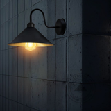 Vintage Swan Neck Wall Light with Cone Shade and E27 Socket – Dimmable Indoor Wall Sconce, Black with Gold Interior
