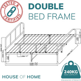 House of Home Extra Strong Black Metal Double Bed Frame with Rounded Head & Footboard