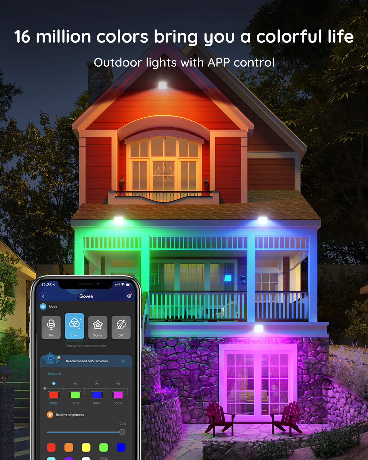 GOVEE RGBICWW Smart LED Flood Lights, 4-Pack – 16 Million Colours, App & Alexa Control