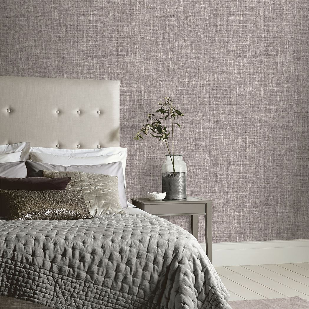 Arthouse Luxe Hessian Heavyweight Vinyl Wallpaper – Fabric Texture Paste the Wall, Mink