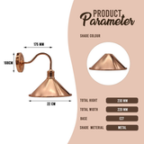 Rose Gold Retro Metal Wall Light, E27