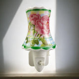 Plug-In LED Night Light with Floral Ceramic Body and On/Off Switch – Decorative Lighting for Bedrooms and Hallways