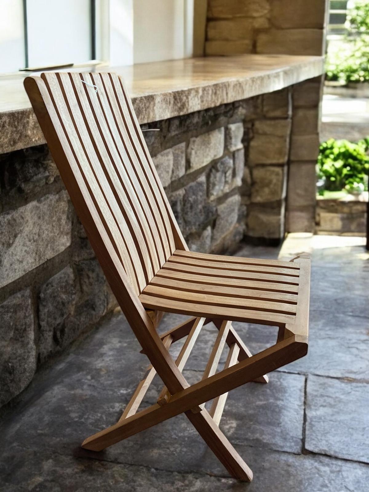 Miami Folding Teak Garden Chair – Grade A Teak Outdoor Seat, Easy to Assemble